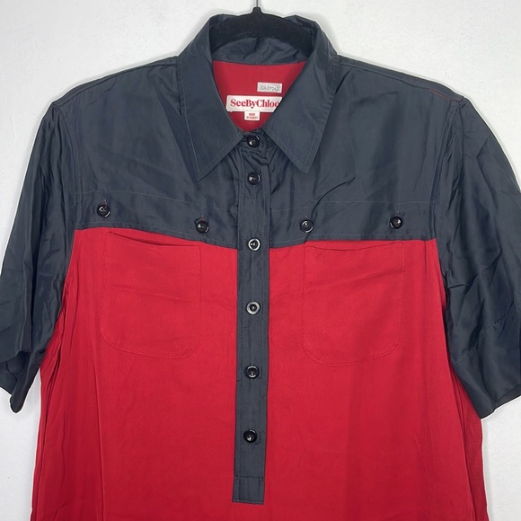 See by Chloe silk blend colorblock midi dress - Picture 4 of 8